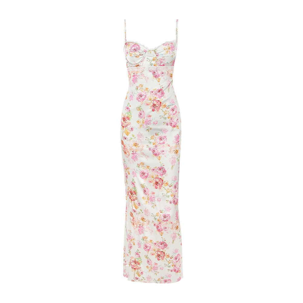 Suninheart – robe de soirée à imprimé Floral, bretelles Spaghetti, élégante, Maxi, moulante, pour invités de mariage, de vacances, nouvelle collection, été