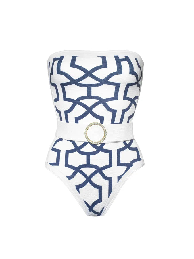 Geometric Shapes Beach Outfits 2023 New Swimwear Summer Female One Piece and Cover- Up Swimsuit Women Swim Suit Beach Wear milky
