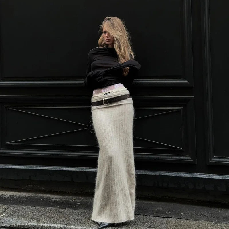 Lygens Knitting Elegant Bodycon Solid Stretchy High Waist Women'S Skirts Winter Wholesale Streetwear Korean Y2K Fashion Clothes