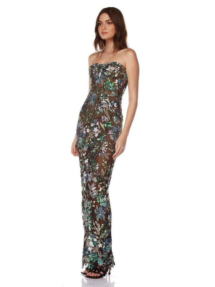 Celebrity Party Dresses For Women 2024 Summer Holiday Wear Sexy Sleeveless Embroidery Design Long Gowns