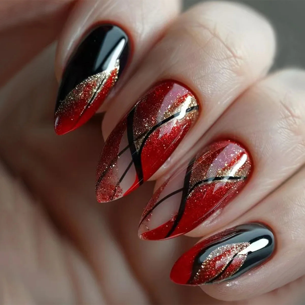 24pcs/set short Medium Long fake nails for women almond square ballet tips cute animals starry eyes Y2K press on false nails 1873