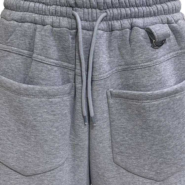 Nerazzurri Summer Autumn Loose Casual Soft Grey Shorts for Men Drawstring Elastic Waist Pockets Knee Length Sweatpants Clothes