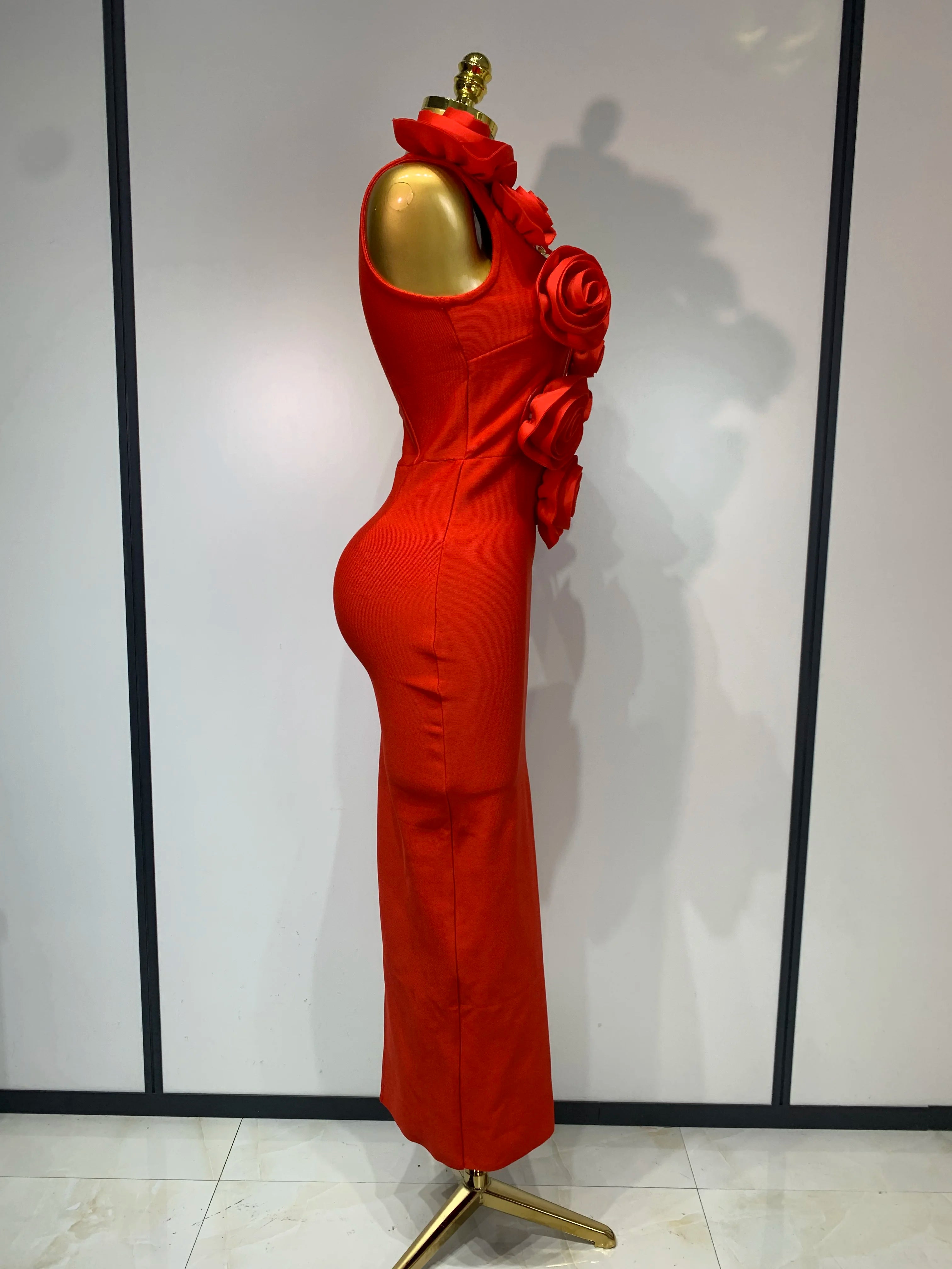 2025 New Fashion 3D Flower Sleeveless Bodycon Bandage Dress Women Celebrity Elegant Party Club Luxury Birthday Dress Vestidos 