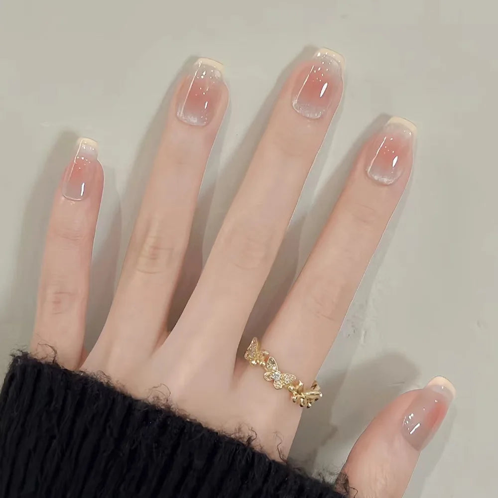 24pcs Red Rose Fake Nails Long Flower Ballet Press on Nails Design French False Nail Full Cover Wearable Fake Nail Tips Art 23