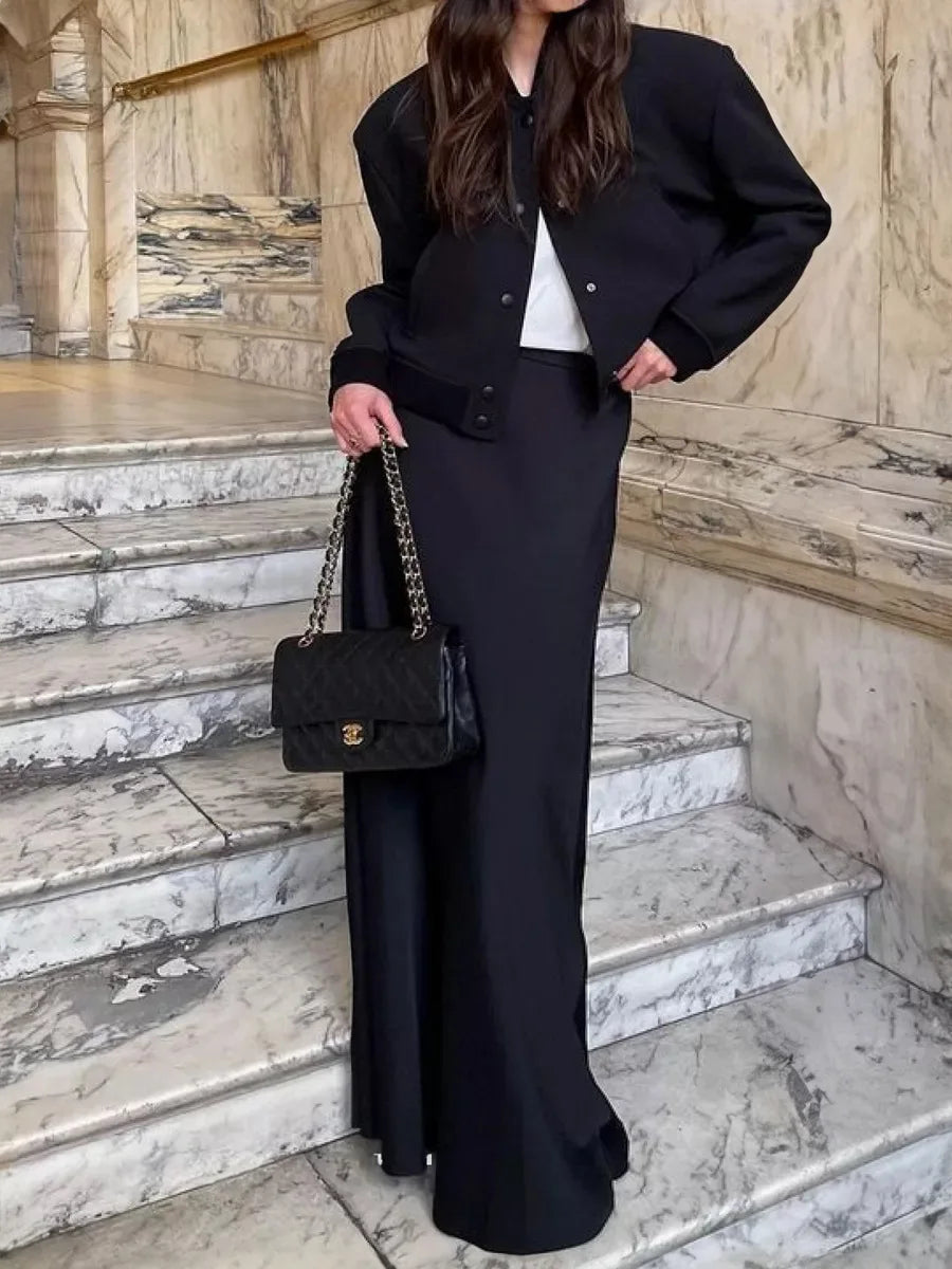 Bornladies Casual Satin Women'S Skirt Spring Summer Fashion Loose High Waist Maxi Skirts Elegant Simple Slik Fishtail Skirt black