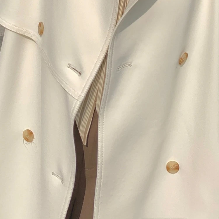 Lautaro Spring Autumn Long Trench Coat for Women Raglan Sleeve Double Breasted Elegant Stylish Chic Luxury Designer Clothes 2025