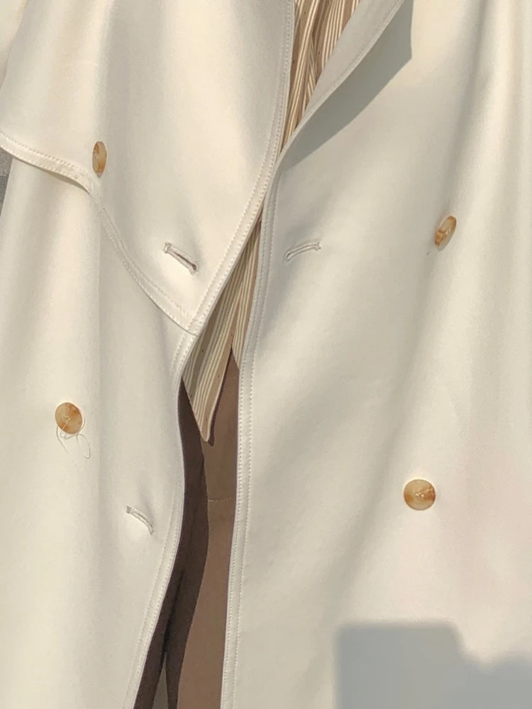 Lautaro Spring Autumn Long Trench Coat for Women Raglan Sleeve Double Breasted Elegant Stylish Chic Luxury Designer Clothes 2025