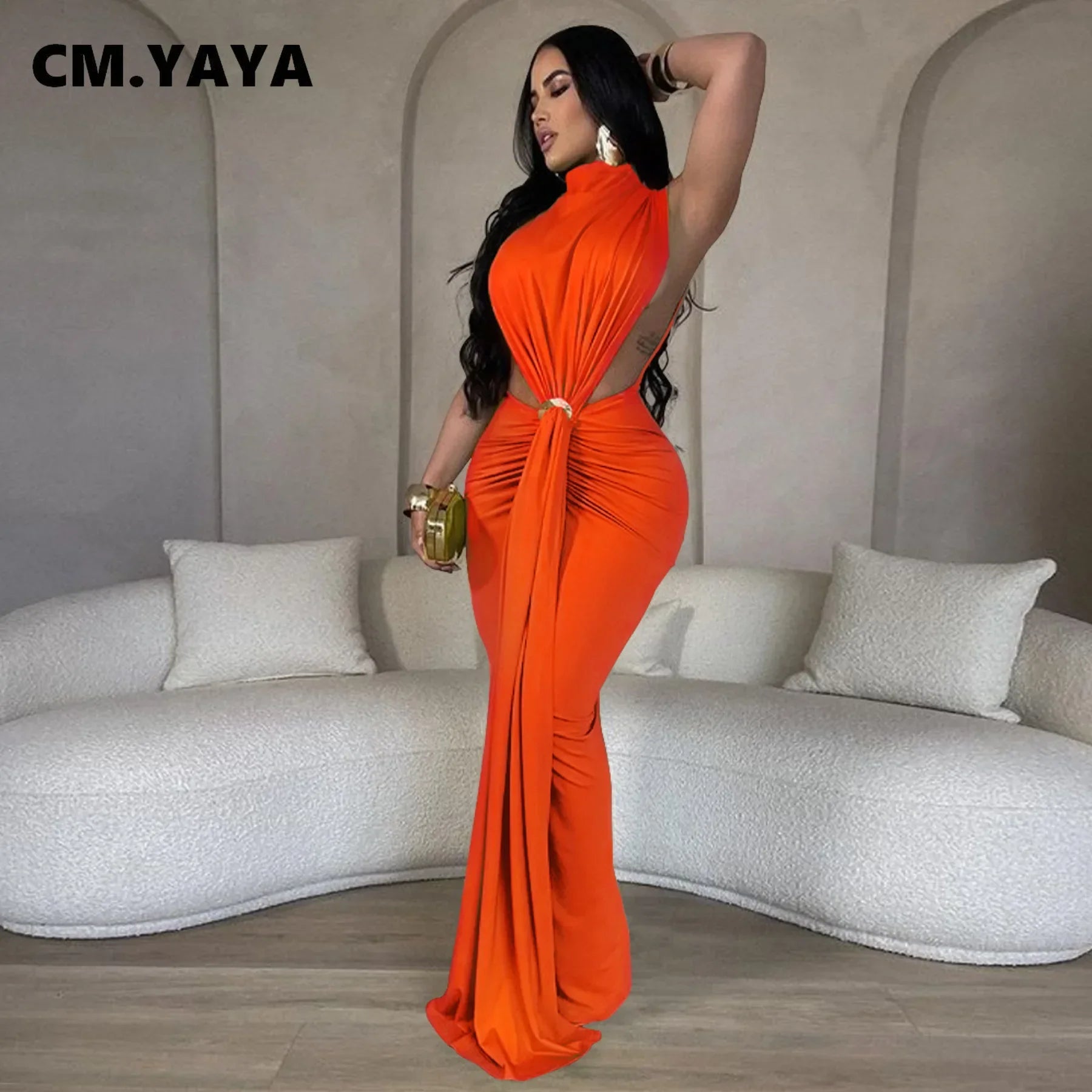 Women O-neck High Split Ruched Stacked Bodycon Midi Maxi Dress 2024 Evening Party Club Vestidos Sexy Chic Long Dresses