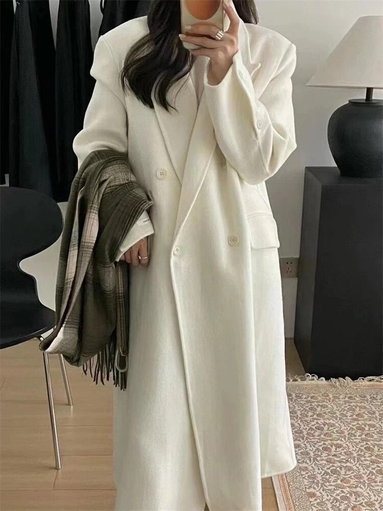 Winter Coats for Women 2024 Woolen Coat Long Single Breasted Womens Clothing Coats and Jackets Autumn Patchwork