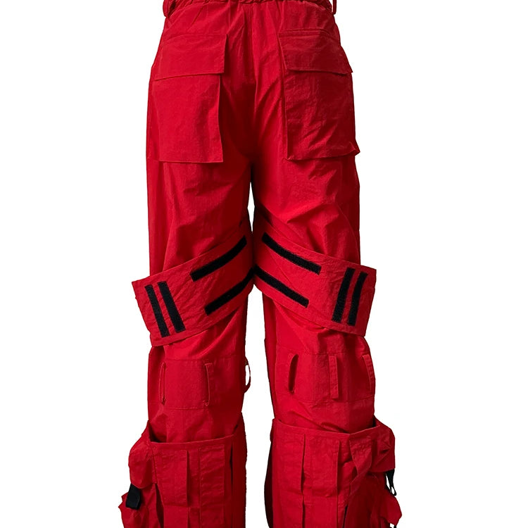 Lautaro Autumn Long Red Waterproof Nylon Cargo Techwear Pants Cyberpunk for Men Many Pockets Luxury Designer Emo Clothes 2025