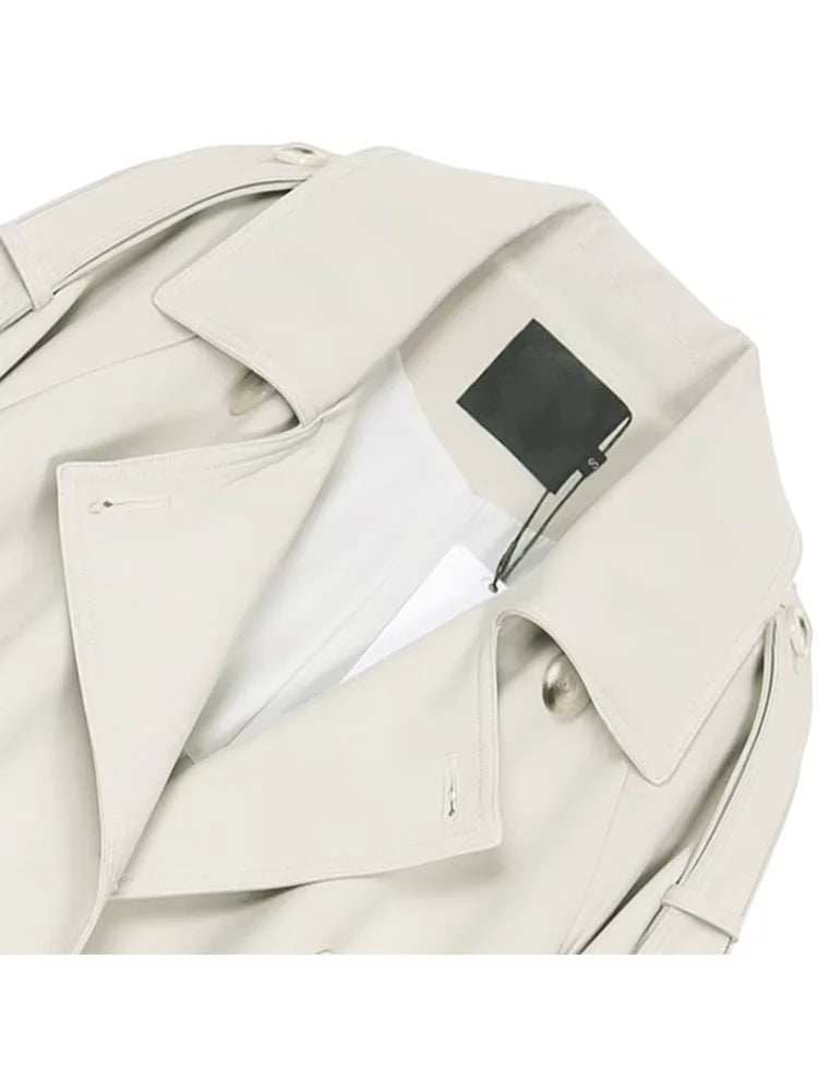 Lautaro Spring Autumn Long Soft Flowy Trench Coat for Women Sashes Raglan Sleeve Double Breasted Loose Casual Korean Fashion