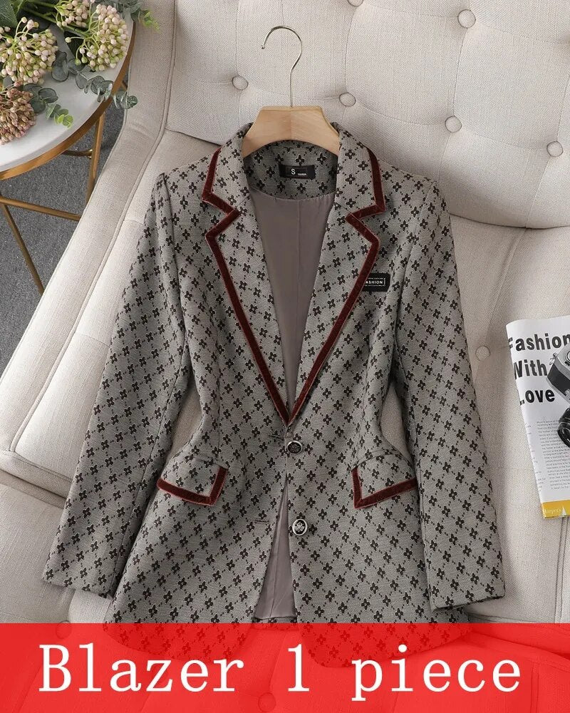 Senior Khaki Spring Ladies Korean Elegant Fashionable Blazer Sets Women Suits Work Wear Office Autumn Casual Pants Jacket Blazer