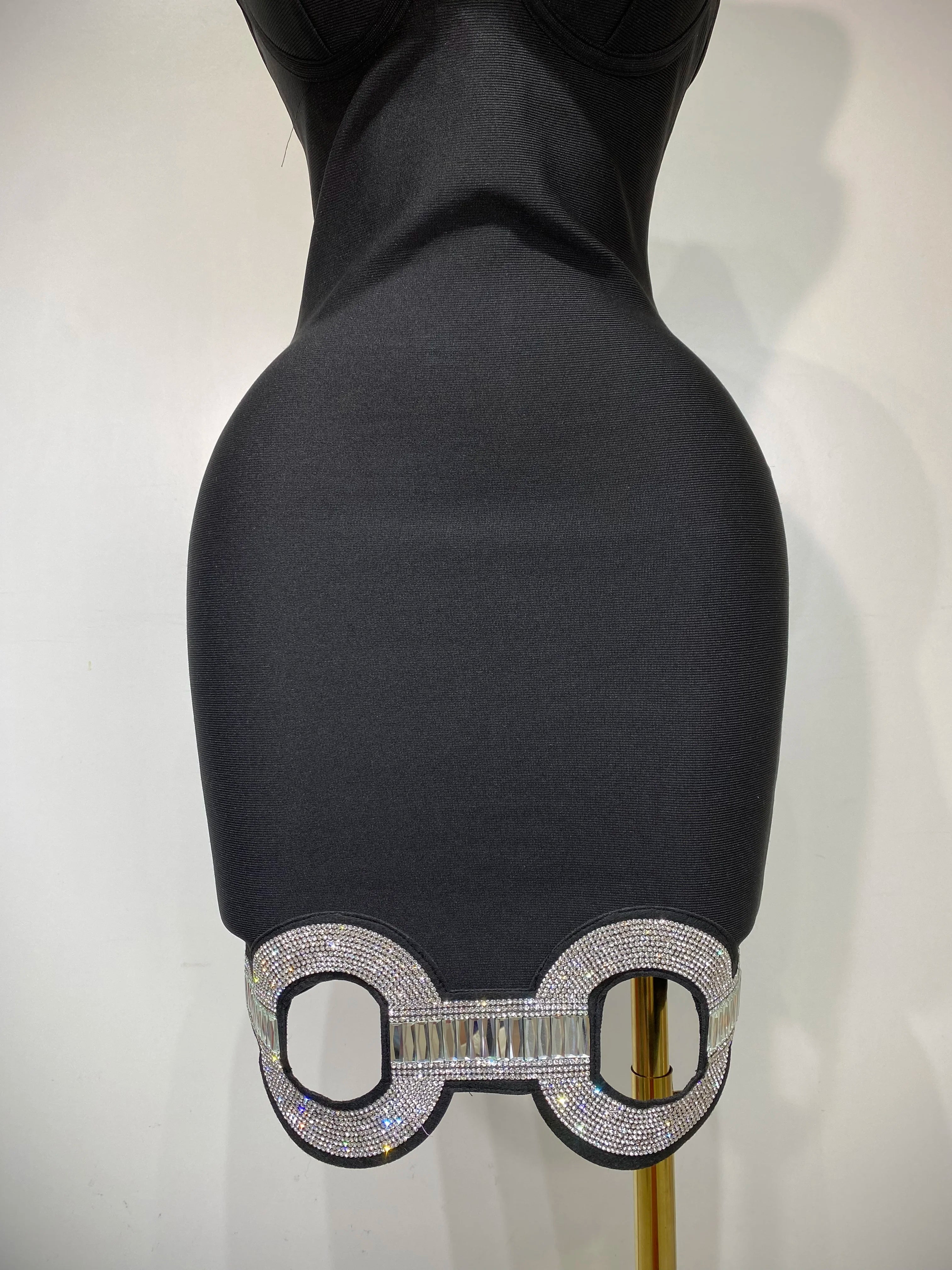 Women Fashion Sexy Backless Halter Black Midi Bodycon Bandage Dress 2025 Elegant Evening Club Luxury Birthday Party Dresses