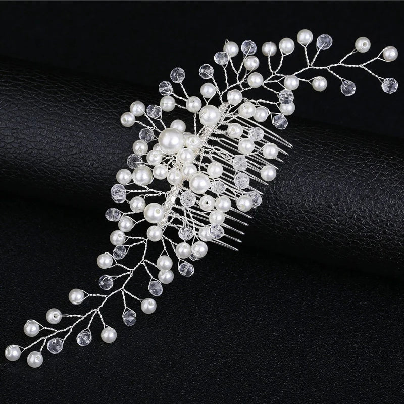 Crystal Pearl Wedding Hair Combs Hair Accessories for Bridal Hair Clips Pin Accessories Jewelry Handmade Women Head Ornaments
