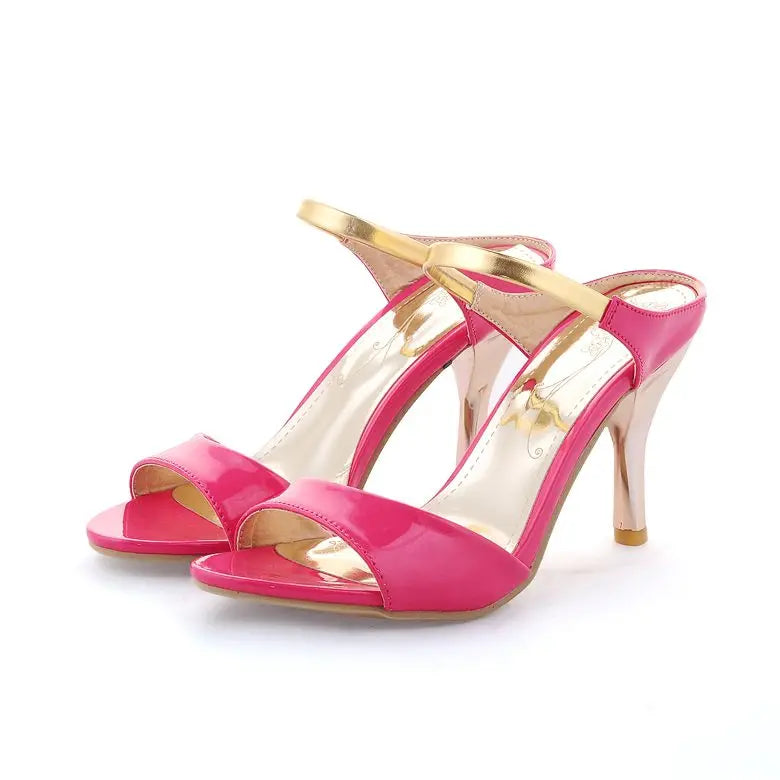 SIMLOVEYO Big size 34-43 Women Sandals Sexy High Heels Flops Gladiator Open Toe Platform Summer Sandals Pink