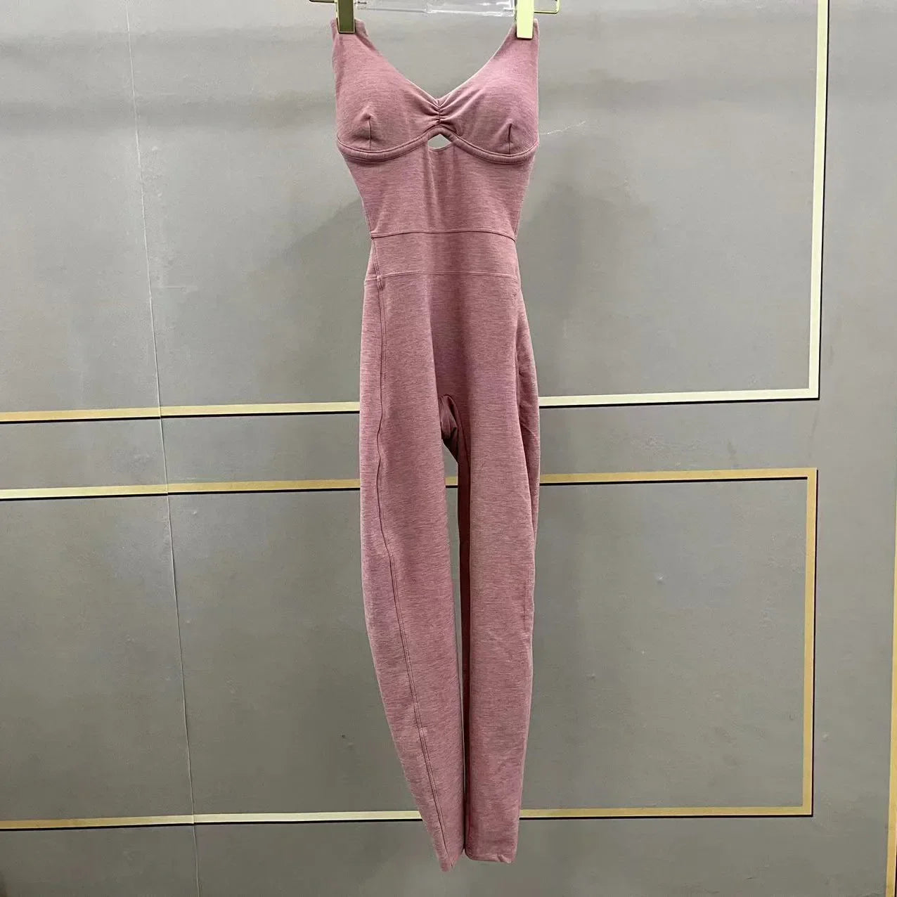 Sporty Jumpsuit Women Sportwear Push Up Gym Set Women Fitness Overalls Lycra Sport Outfit for Woman Sportswear Yoga Clothes PINK Latte