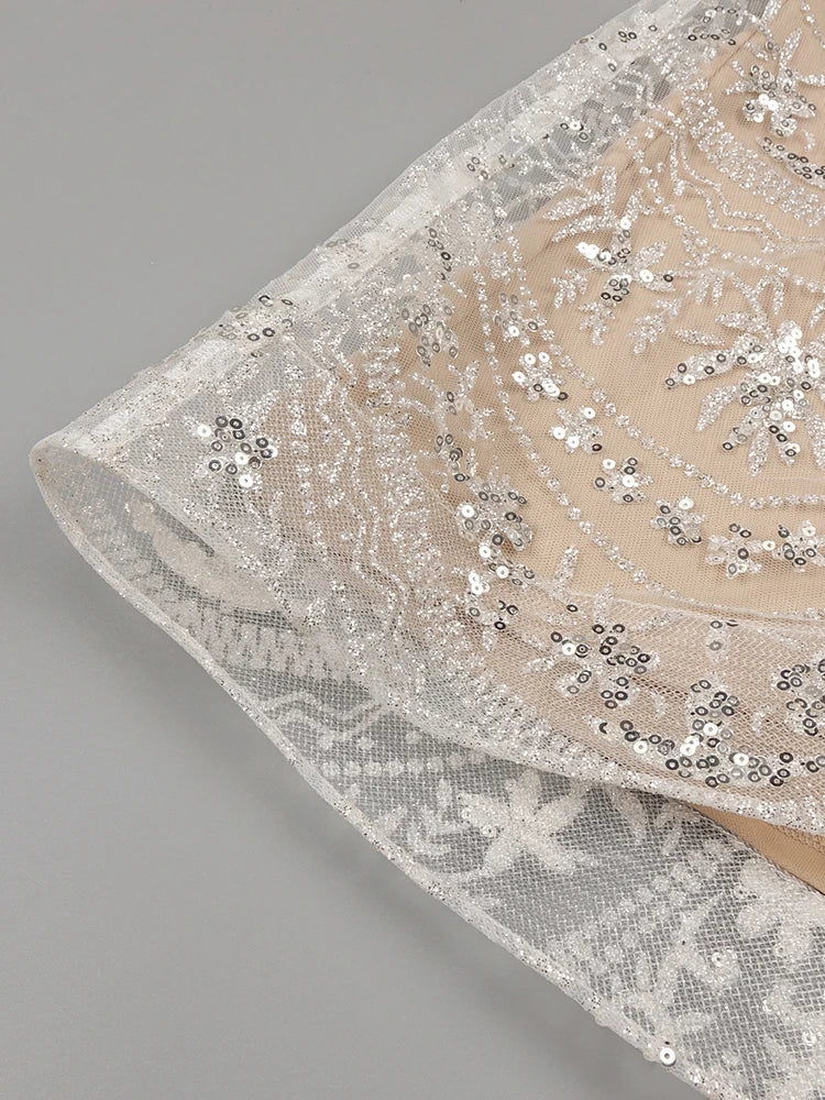 Women'S Evening Dress Luxury Pearl Chain Eelgant Mermaid Maxi Long Gown With Gloves Celebrity Party Vestidos