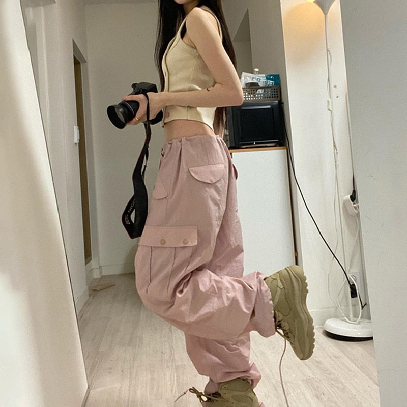 Y2K カーゴパンツ女性だぶだぶのズボン秋ストリートフェアリーコア特大パンツヴィンテージカジュアルルーズスウェットパンツ