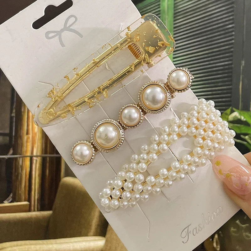 Simulated Pearl Hair Clips For Women Korean Women Hairpins Girl Geometric Hair Barrettes Fashion Hairgrip Hair Accessories Set 22
