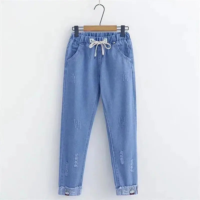 Women's Korean Preppy Style Student 3 Piece Clothing Set Spring Fall Girls Casual Bow Shirt Knit Vest Denim Pants Outfits