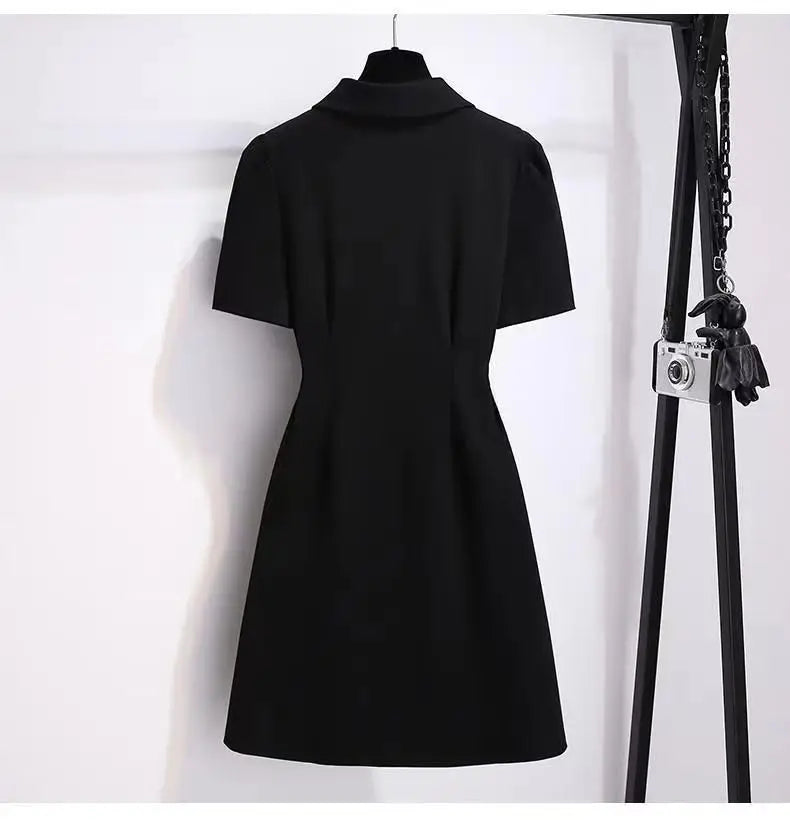 Women Preppy Style Clothing French Sporty Pink Polo T-shirt Dresses Summer New Lady Casual Embroidery Letter Solid Dress