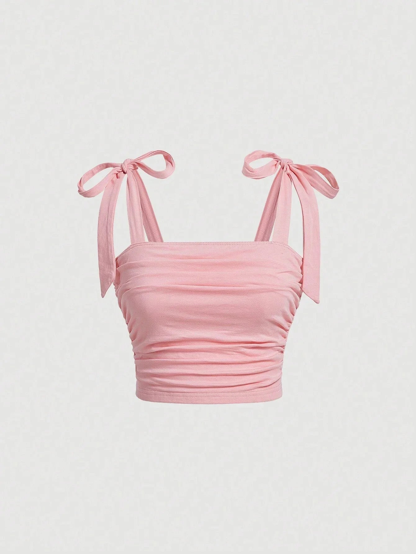 Solid Tie Shoulder Ruched Wide Strap Slim Fit Crop Top for Women Summer Y2K Clothes Pink Backless Cami Top Streetwear Pink