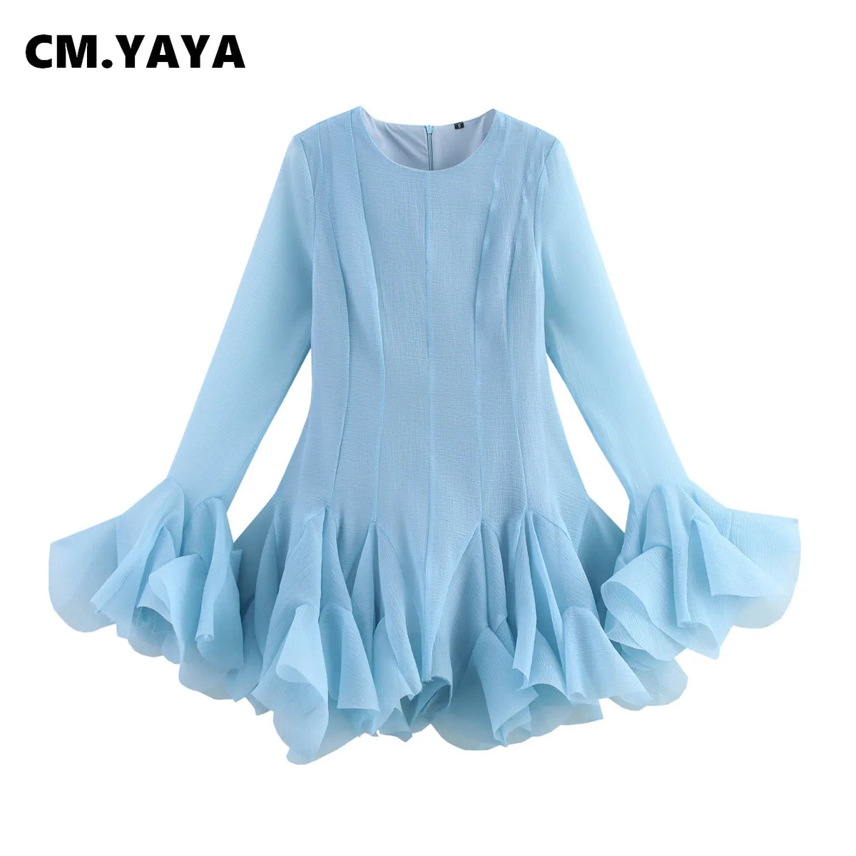 CM.YAYA Women flare long sleeve Printed Big Swing Ball Gown Dress 2025 Summer Holiday Night Club Party Vestidos Sexy Dresses