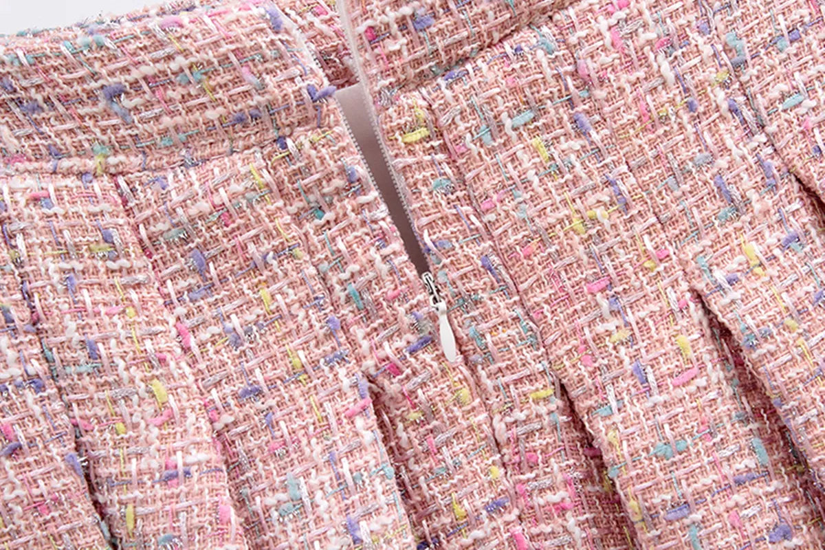 Women Autumn Winter 3 Piece Sets Lady Fashion Elegant Slim Coat Skirt Shirt Three-piece Suit Tweed Sets