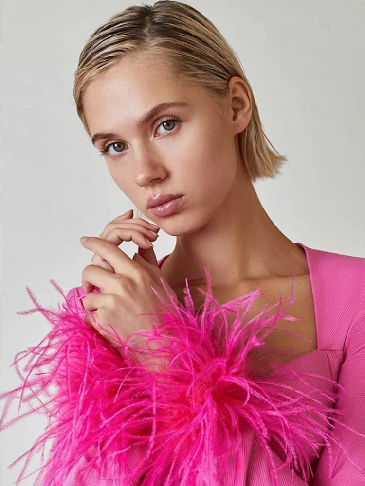 New Winter Women Long Sleeve Square Collar Bodycon Mini Dress Feathers Rayon Bandage Fashion Elegant Evening Party Dress