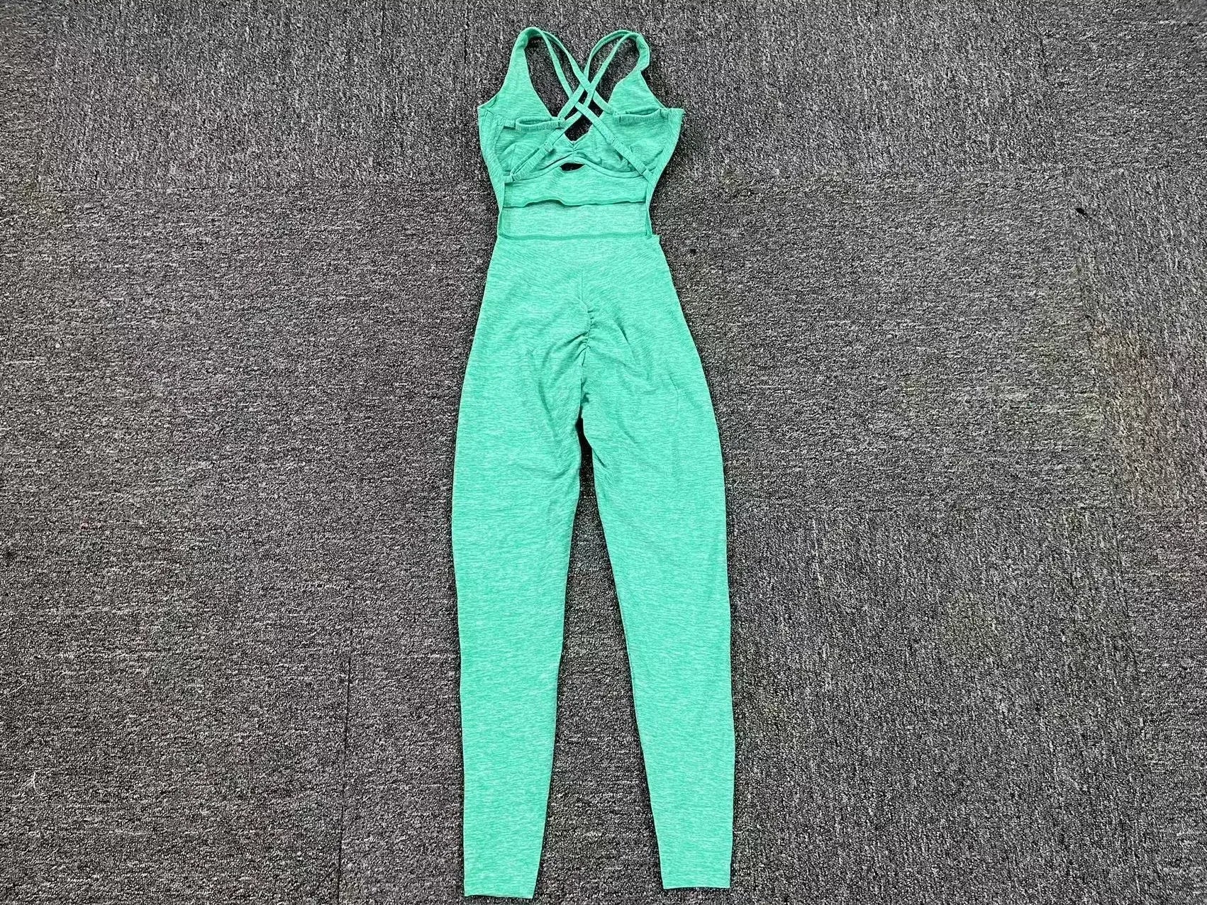 Sporty Jumpsuit Women Sportwear Push Up Gym Set Women Fitness Overalls Lycra Sport Outfit for Woman Sportswear Yoga Clothes PINK Mint Green