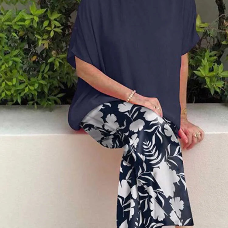 Two Piece Pants Set for Woman Summer Clothing Female Streetwear Casual Loose Tshirt and Print Trouser Plus Size Suit Set