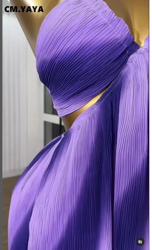 CM.YAYA Women Sleeveless Strap Gradient Printed Big Swing Dress 2025 Beach Holiday Evening Night Party Vestidos Sexy Dresses