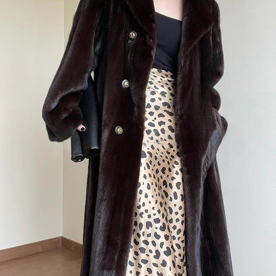 Lautaro Autumn Winter Long Thick Warm Soft Fluffy Faux Mink Fur Coat Women Elegant Luxury Designer Clothes Vintage Fur Overcoat