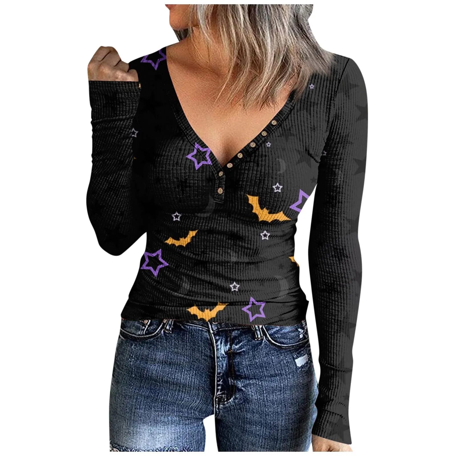 Oversized Hoodie Elegant V Neck Women Pullover Winter 2024 Casual Long Sleeves Halloween Women Sweatshirts Худи Оверсайз Black