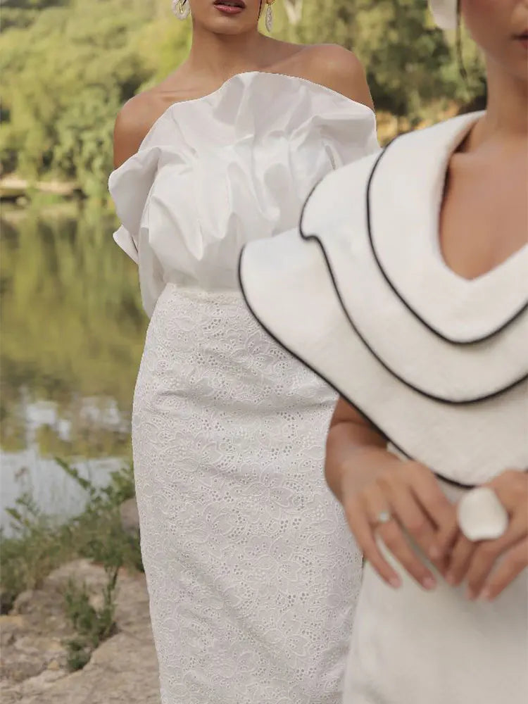 New Fashion Layered V Neck Long Dresse For Women Chic Sleeveless Bodycon Dresses Spring Summer Elegant Female Street Robes