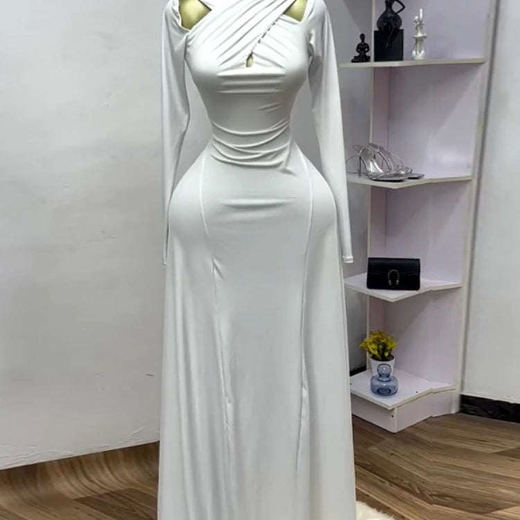 2025 Summer Women O-neck Long Sleeve Mermaid Maxi Dress Birthday Beach Sexy Night Party Club Long Dresses