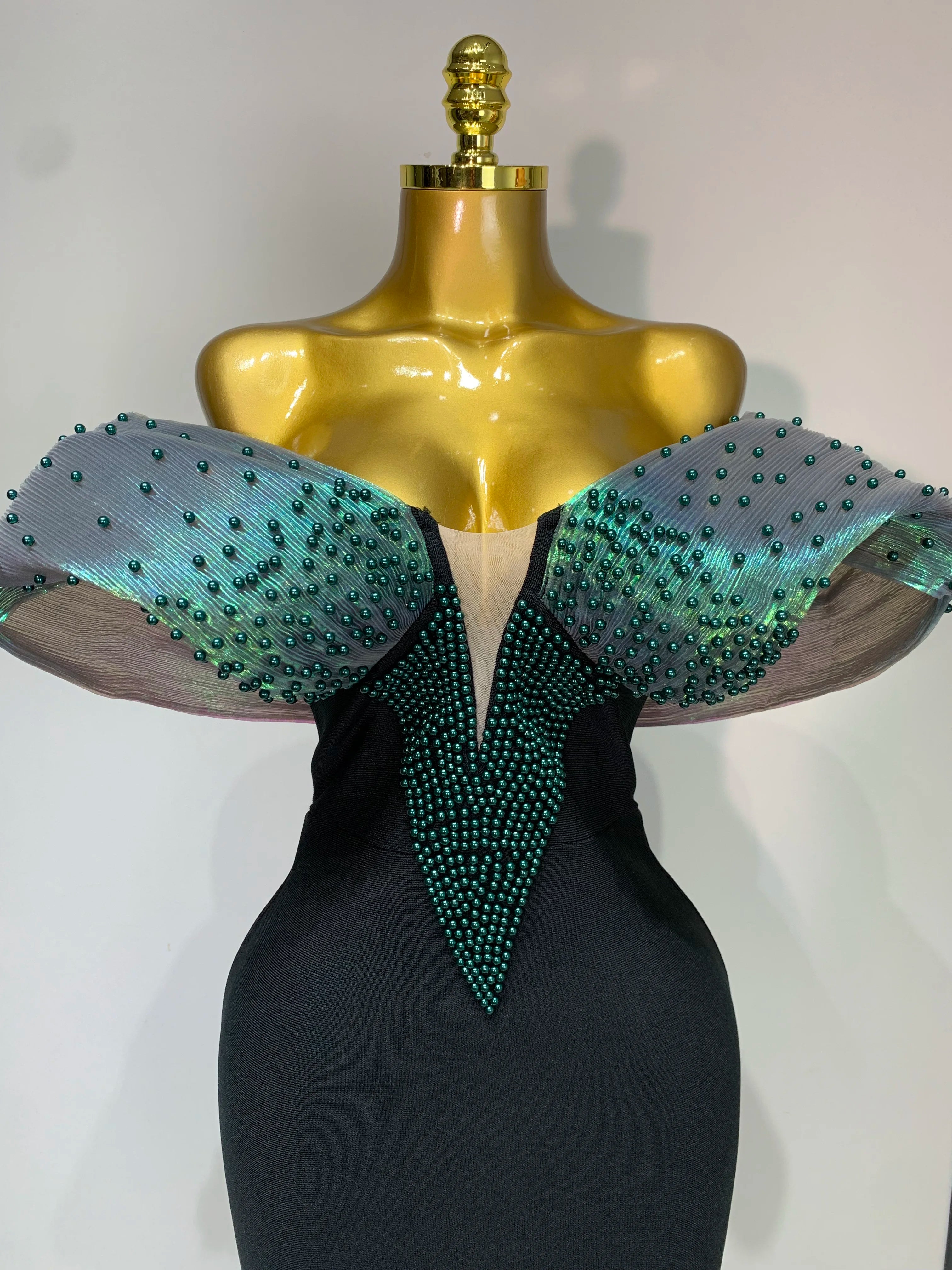 Women Celebrity Sexy Off Shoulder Beading Bodycon Maxi Long Bandage Dress 2025 Elegant Evening Club Party Luxury Birthday Outfit