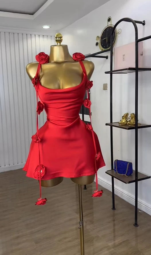 CM.YAYA Women Floral Applique Sleeveless Strap Midi A-line Dress 2025 Summer Holiday Birthday Sexy Club Party Evening Dresses