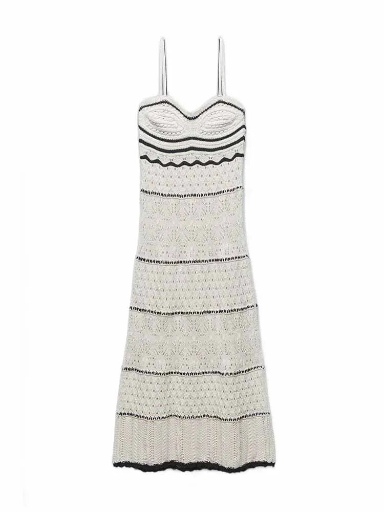 TRAF Women's Beach Wind Slim Sling Long Dress New Fashion Street Shoot Sleeveless Sexy Midi Long Dress Elegant Women's Fashion White-TRAF118