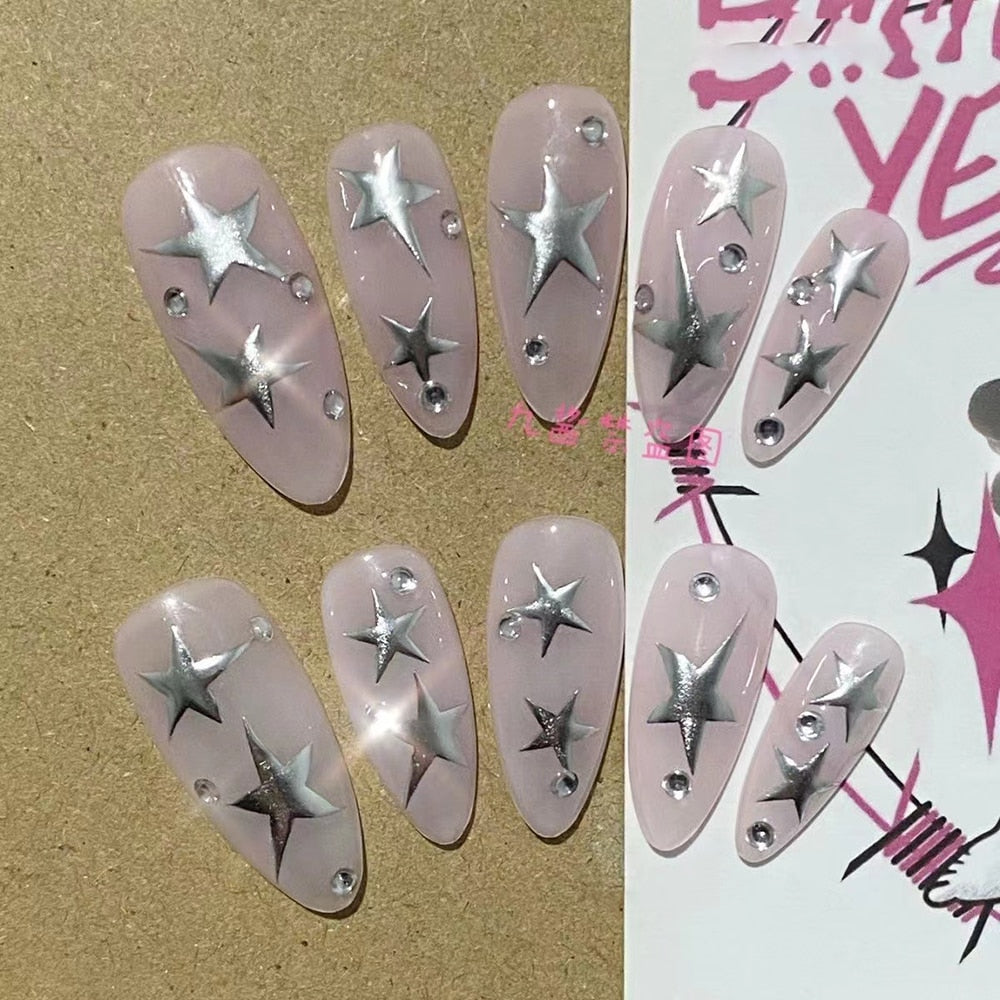 Été plage voyage vacances Hello Kitty conque ongles fille bleu jeunesse travail manuel personnalisable faux ongles fille soeur cadeau