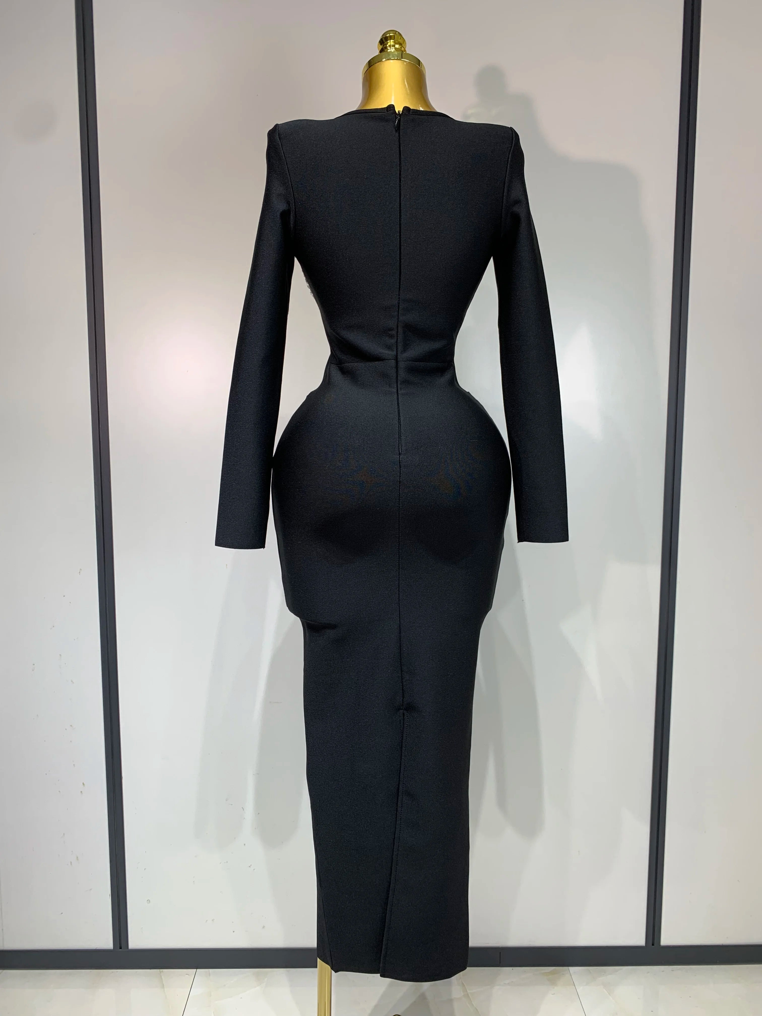 Women Sexy Luxury Sparkly Beading Bandage Dress 2025 Long Sleeve Bodycon Celebrity Party Elegant Evening Club Pary Dresses