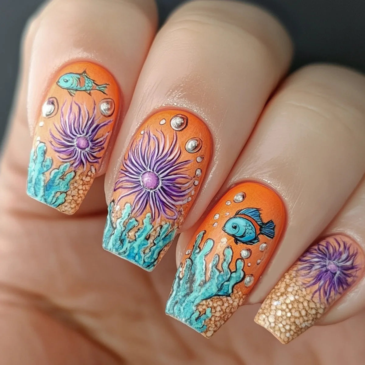 Medium fake nails for women gilrs gradient blue pink starry sky star moon Y2K design Almond nail tips press on false nail set 2259