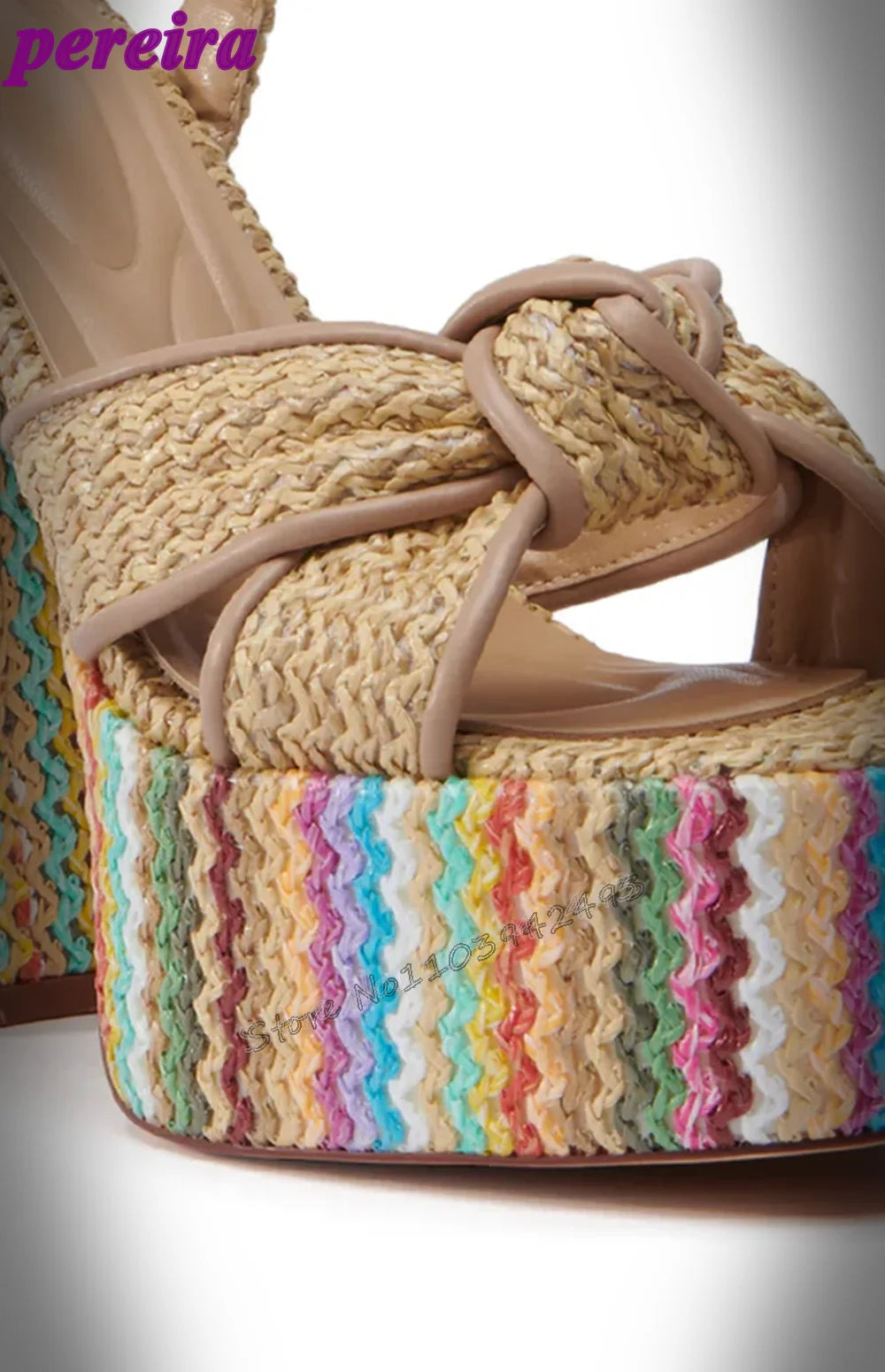 Rainbow Striped Platform Espadrille Wedge Sandals with Ankle Strap Ladies Bohemian Summer Beach Wedding Party Shoes Breathable W