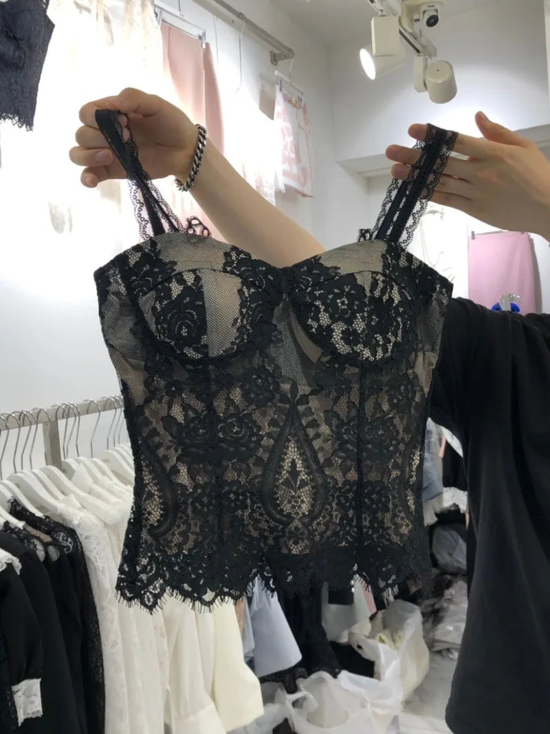 Crop Top Women Clothing Sexy Crochet Ropa Mujer Tank Slim Black Lace Shirts s & Tees Tanks Camis Blusas Summer