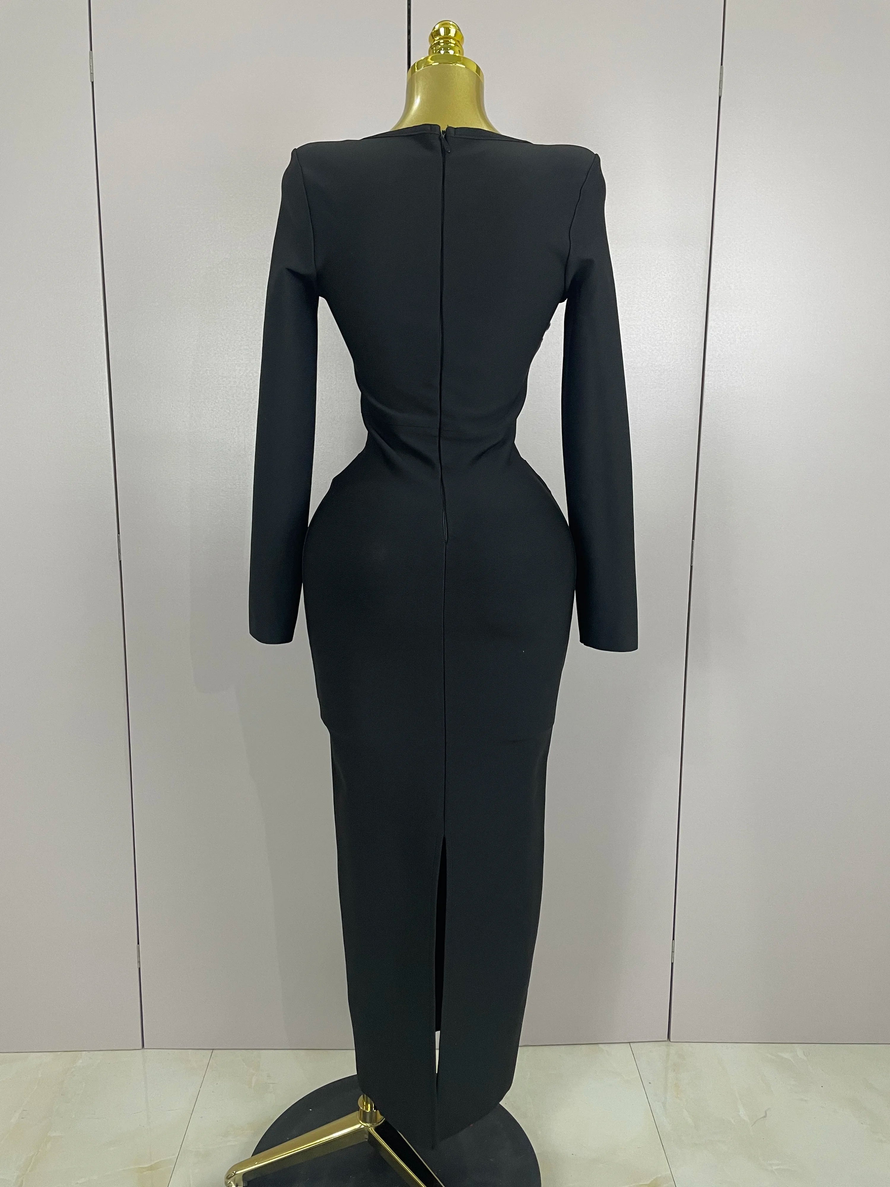 Sexy Luxury Sparkly Beading Bandage Long Sleeve Bodycon Dress 2025 New Women Celebrity Party Elegant Evening Club Pary Dresses