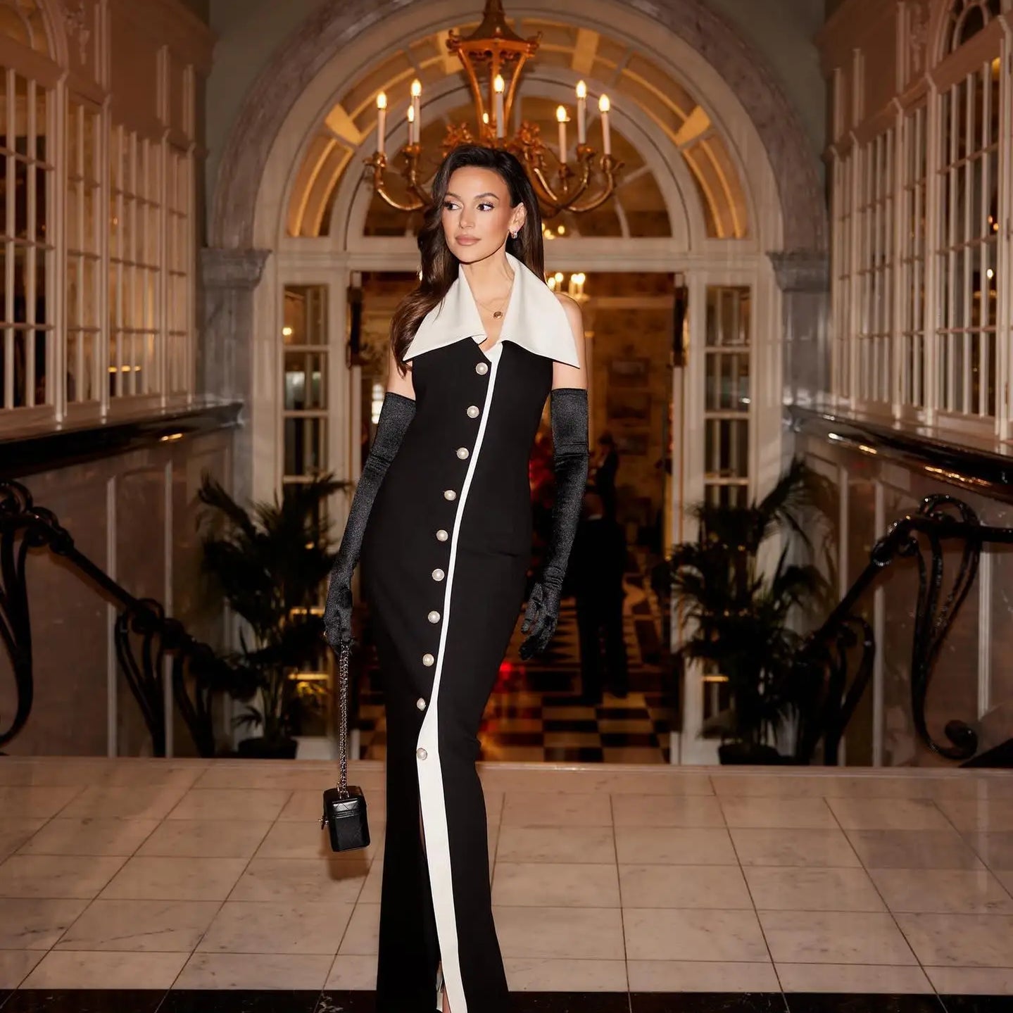 2024 Celebrity Red Carpet Dress Women Sexy Backless Peter Pan Collar Button Long Dress Celebrate Evening Party Cocktail Outfit