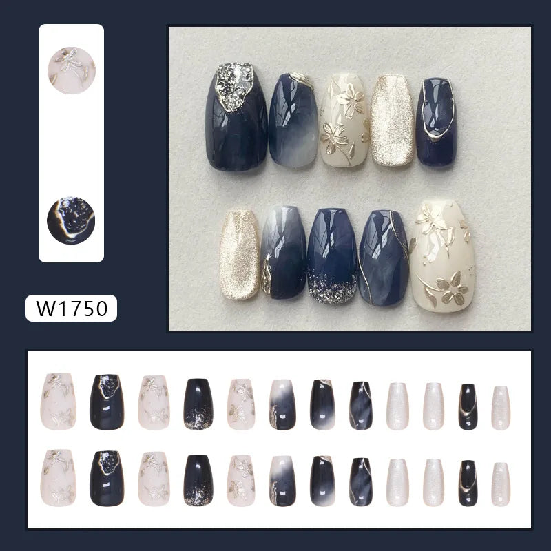 24pcs Shiny Green Cat Eye False Nails Cute Seal Print Fake Nails Tips Wearable Reusable Glossy Short Round Press on Nails 3