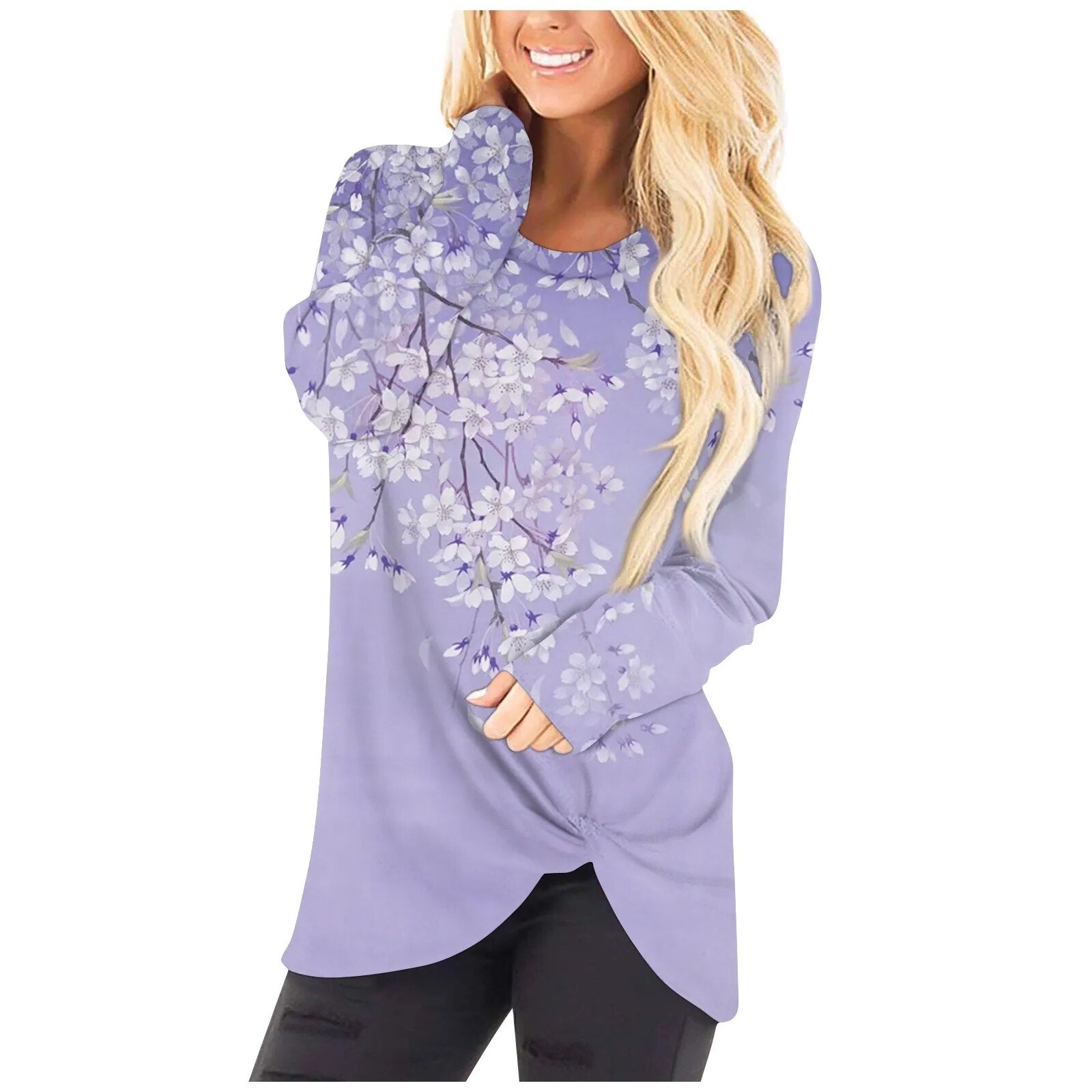 Sweatshirt Women Fashionable Round Neck Women Pullover Winter 2024 New Long Sleeves Women Sweatshirts Luxury Hoodies Women Light Purple