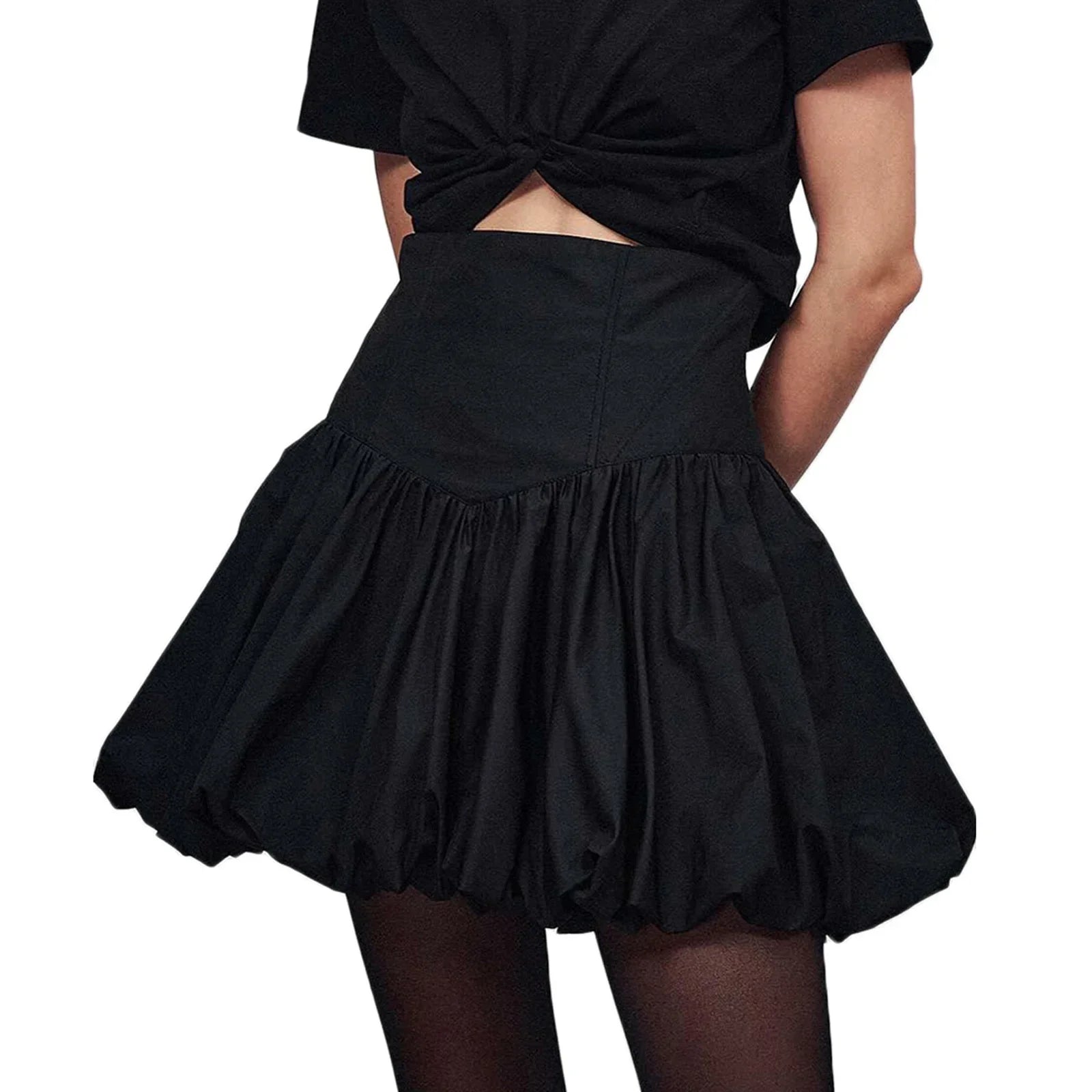 Women Summer Kawaii Bubble Skirts Casual Solid Color High Waist Mini Skirts for Beach Vacation Club Streetwear Aesthetic Clothes A