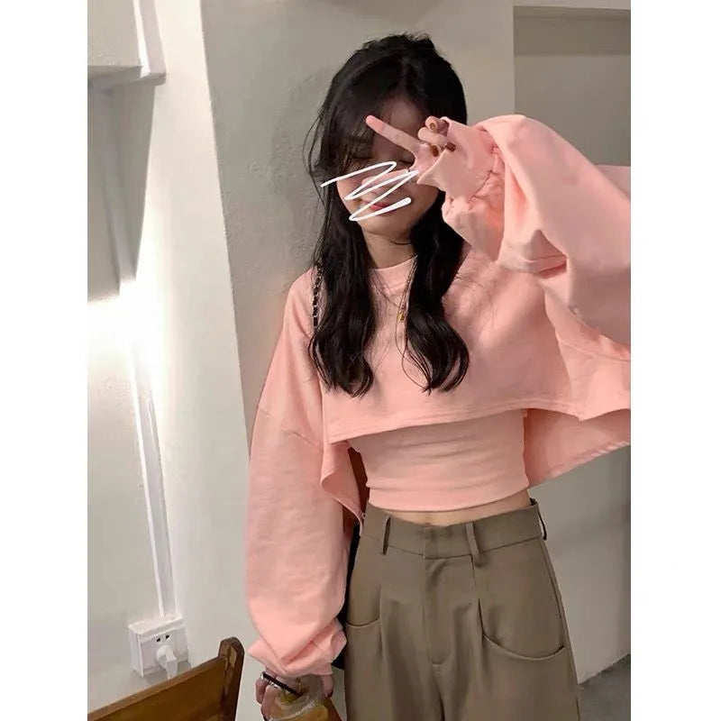 Women's Spring Autumn Sportswear Suit Korean Elegant Fashion Sports Long Sleeved Shirt+Suspenders+Wide Leg Pants Three Piece Set Top 01